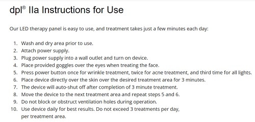 dpl light therapy instructions