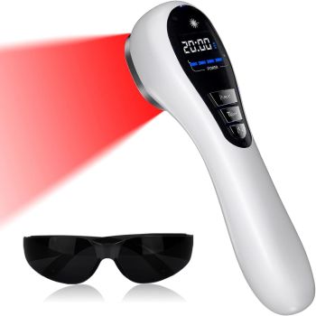 red light therapy wand for wound healing at home 660 nm and 850 nm, adjusable power levels and timer