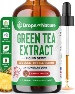 Drops of Nature green tea extract best for before LED light therapy at home