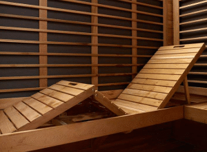 folding backrests in luxury 4 person FIR sauna