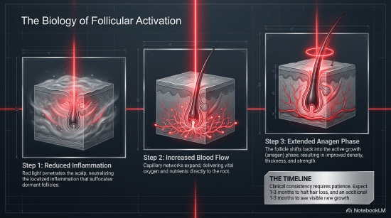 How red light therapy may stimulate hair follicles and support the anagen growth phase